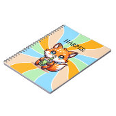 Schattigee Kawaii Fox met Bubble Tea Gepersonalise Notitieboek (Linkerzijde)