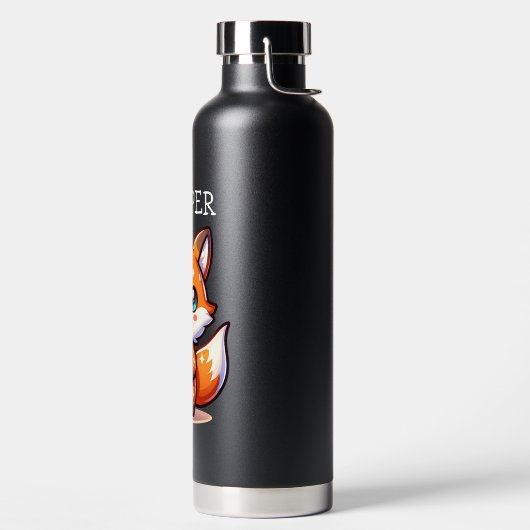 Schattigee Kawaii Fox met Bubble Tea Gepersonalise Waterfles (Links)