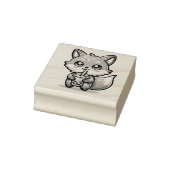 Schattigee Kawaii Fox met Bubble Tea Rubberstempel (Stempel)