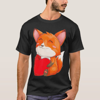 Schattigee Kawaii Fox Wilde Dieren Fox St Valentij T-shirt