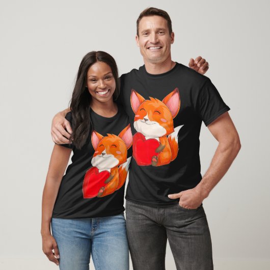 Schattigee Kawaii Fox Wilde Dieren Fox St Valentij T-shirt (Unisex)
