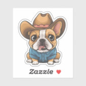 Schattigee Kawaii Franse Bulldog Cowboy Pet Dog Ar Sticker (Vel)