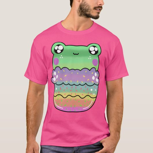 Schattigee Kawaii Frog Chibi Cake T-shirt (Voorkant)
