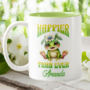 Schattigee Kawaii Frog vrolijker dan ooit Tweekleurige Koffiemok