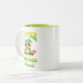 Schattigee Kawaii Frog vrolijker dan ooit Tweekleurige Koffiemok (Voorkant links)
