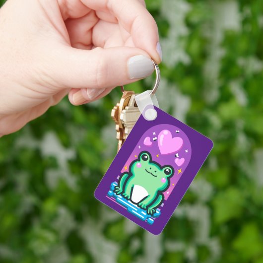 Schattigee Kawaii Froggie Frog & Hearts Sleutelhanger (Hand)