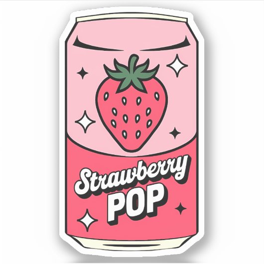 Schattigee Kawaii Fun Fruity Aardbeiensap Drink Sticker (Voorkant)