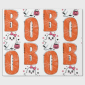 Schattigee Kawaii Ghost "Boo" Halloween Ontwerp Cadeaupapier (Vlak)
