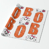 Schattigee Kawaii Ghost "Boo" Halloween Ontwerp Cadeaupapier (Uitgerold)