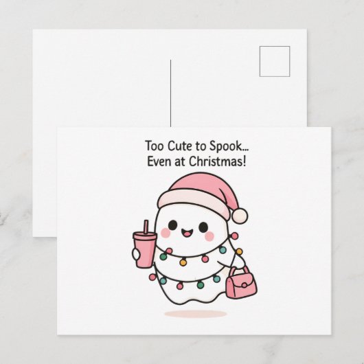 Schattigee Kawaii Ghost Christmas Briefkaart (Voorkant / Achterkant)