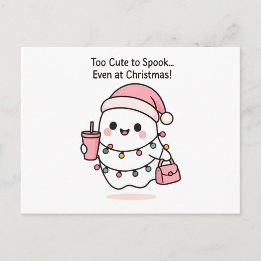 Schattigee Kawaii Ghost Christmas Briefkaart (Voorkant)