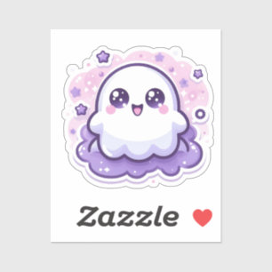 Schattigee Kawaii Ghost Sticker met sterren en spr