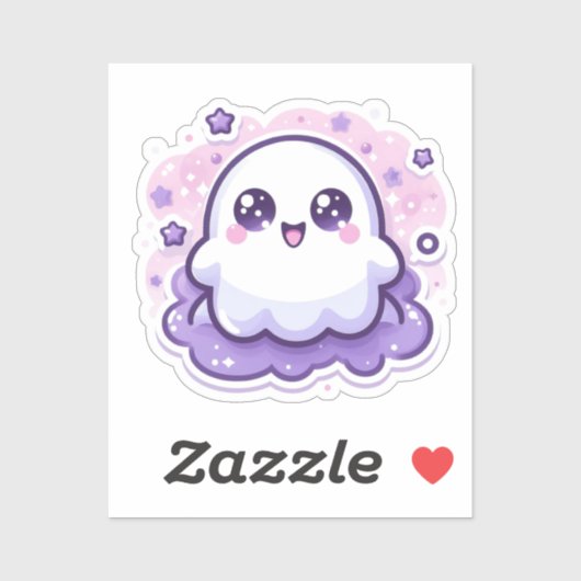 Schattigee Kawaii Ghost Sticker met sterren en spr (Vel)