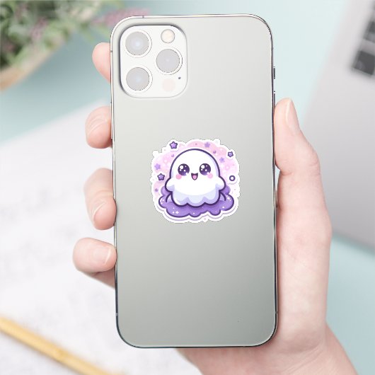 Schattigee Kawaii Ghost Sticker met sterren en spr (Telefoon)