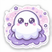 Schattigee Kawaii Ghost Sticker met sterren en spr (Voorkant)