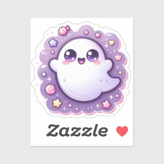 Schattigee Kawaii Ghost Vinyl Pastel Halloween Vib Sticker (Vel)