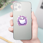 Schattigee Kawaii Ghost Vinyl Pastel Halloween Vib Sticker (Telefoon)