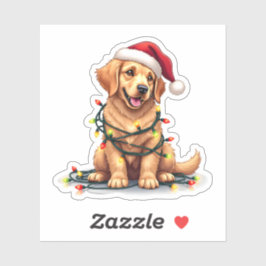 Schattigee Kawaii Golden Retriever Santa Hat Sticker