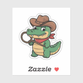 Schattigee Kawaii Green Alligator Cowboy Pet & Las Sticker
