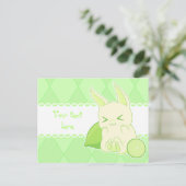 Schattigee Kawaii Green limoen Bunny verjaardagska Briefkaart (Staand voorkant)