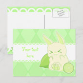 Schattigee Kawaii Green limoen Bunny verjaardagska Briefkaart (Voorkant / Achterkant)