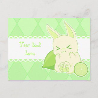Schattigee Kawaii Green limoen Bunny verjaardagska Briefkaart