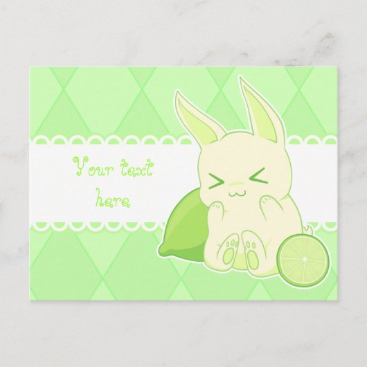 Schattigee Kawaii Green limoen Bunny verjaardagska Briefkaart (Voorkant)