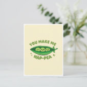 Schattigee Kawaii Green Peas Veggie Food Pun Love  Briefkaart (Staand voorkant)