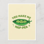 Schattigee Kawaii Green Peas Veggie Food Pun Love  Briefkaart (Voorkant)