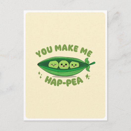 Schattigee Kawaii Green Peas Veggie Food Pun Love  Briefkaart (Voorkant)