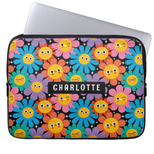 Schattigee Kawaii Groovy Daisy gepersonaliseerde n Laptop Sleeve