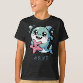 Schattigee kawaii haai en zeesterren oceaan vriend t-shirt (Voorkant)