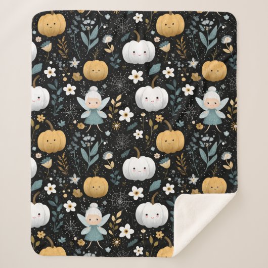 Schattigee Kawaii Halloween Fairy en Pastel Pompoe Sherpa Deken (Voorkant)