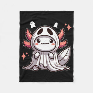 Schattigee Kawaii Halloween Ghost Axolotl Fleece Deken