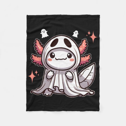 Schattigee Kawaii Halloween Ghost Axolotl Fleece Deken (Voorkant)