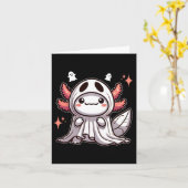 Schattigee Kawaii Halloween Ghost Axolotl Kaart (Gele Bloem)