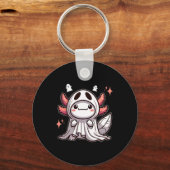 Schattigee Kawaii Halloween Ghost Axolotl Sleutelhanger (Voorkant)