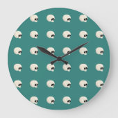 Schattigee Kawaii Halloween Skull Polka Dots midde Grote Klok (Voorkant)