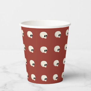Schattigee Kawaii Halloween Skull Polka Dots rood Papieren Bekers