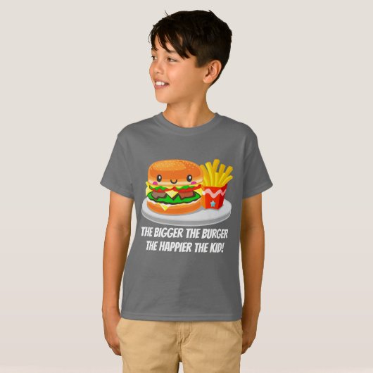 Schattigee Kawaii Hamburger frietjes voeg bericht  T-shirt (Voorkant volledig)