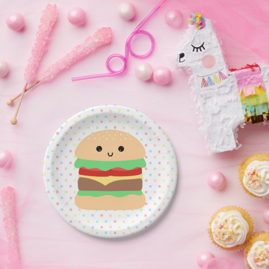 Schattigee Kawaii Hamburger Papieren Bordje (Feest)