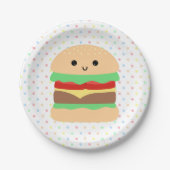 Schattigee Kawaii Hamburger Papieren Bordje (Voorkant)