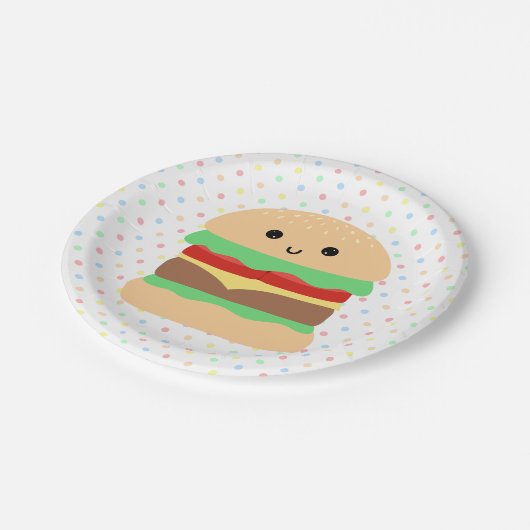 Schattigee Kawaii Hamburger Papieren Bordje (Gekanteld)