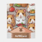 Schattigee Kawaii hamster eten aardbeien Fleece Deken (Voorkant)