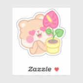 Schattigee Kawaii Hamster met Planten en bloemen | Sticker (Vel)