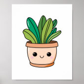 Schattigee Kawaii Hand getrokken Potted Plant Art Poster (Voorkant)