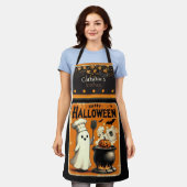 Schattigee kawaii Happy Halloween aangepaste naam Schort (Gedragen)