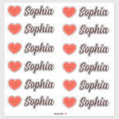 Schattigee Kawaii Hart gepersonaliseerde naam Sticker (Vel)