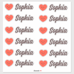 Schattigee Kawaii Hart gepersonaliseerde naam Sticker