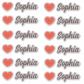 Schattigee Kawaii Hart gepersonaliseerde naam Sticker (Voorkant)